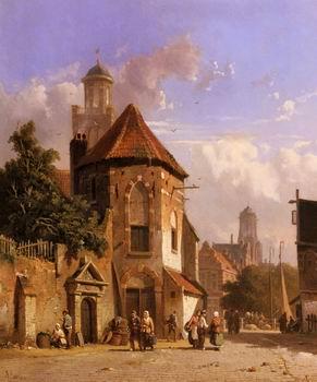 unknow artist European city landscape, street landsacpe, construction, frontstore, building and architecture. 154